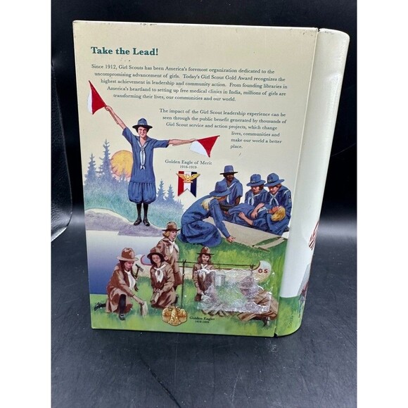 Vintage Girl Scout Take the Lead Tin Book Box 1990s 2 x 6 x 8 inches - Picture 3 of 7